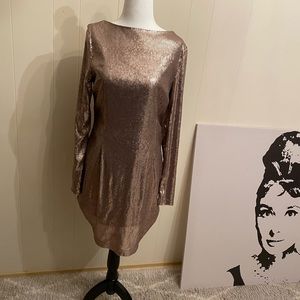 NWT Kim Kardashian bronze sequin shift dress